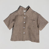 Milan Button-Up- Stripe Mocha