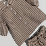 Milan Button-Up- Stripe Mocha