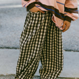 Soft Gingham Pants- Brown