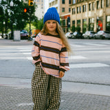 Retro Stripe Long Sleeve- Light Pink