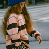 Retro Stripe Long Sleeve- Light Pink