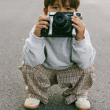 Plaid Cotton Pants- Tan