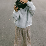 Plaid Cotton Pants- Tan