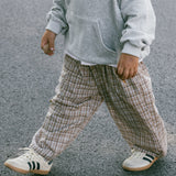 Plaid Cotton Pants- Tan