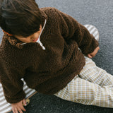 Sherpa Quarter Zip Pullover- Brown