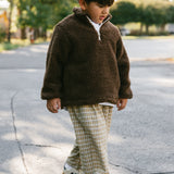 Sherpa Quarter Zip Pullover- Brown