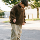 Sherpa Quarter Zip Pullover- Brown