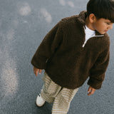 Sherpa Quarter Zip Pullover- Brown