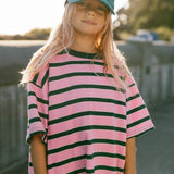 Striped Retro Tee- Pink