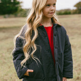 Check Barn Coat- Navy