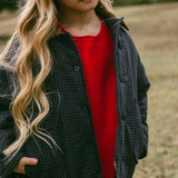 Check Barn Coat- Navy