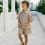 Milan Button-Up- Stripe Mocha