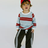 Retro Stripe Long Sleeve- Light Blue