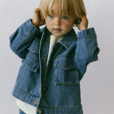 Denim Cargo Jacket- True Blue