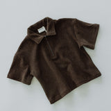 Terry Zip Polo- Chocolate