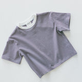 Mini Stripe Tee- Blueberry