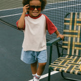 Side Stripe Denim Shorts