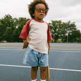 Side Stripe Denim Shorts