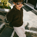 Terry Zip Polo- Chocolate