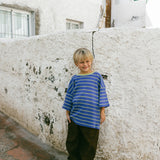 Waffle Stripe Tee- Blue & Lime