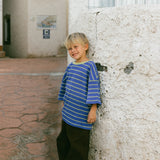 Waffle Stripe Tee- Blue & Lime