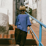 Waffle Stripe Tee- Blue & Lime