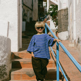 Waffle Stripe Tee- Blue & Lime