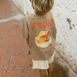 Pocket Graphic Tee- Fruit- Light Brown