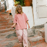 Contrast Collar Baggy Tee- Rose & Cherry