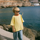 Contrast Collar Baggy Tee- Yellow & Brick