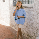 Terry Zip Polo- Blue Poppy