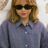 Linen Button Up Set- Gingham Plum & Sea