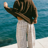 Retro Twill Pants- Taupe Grid