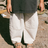 Baggy Barrel Stitch Jeans- Cream