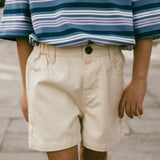 Wide Leg Denim Shorts- Cream