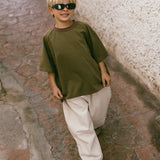 Baggy Barrel Stitch Jeans- Cream