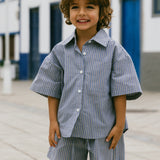 Poplin Button Up Set- Vintage Blue