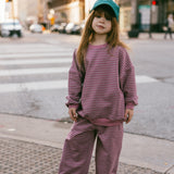 Everyday Stripe Pullover- Light Plum