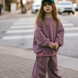 Everyday Stripe Pullover- Light Plum