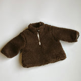 Sherpa Quarter Zip Pullover- Brown