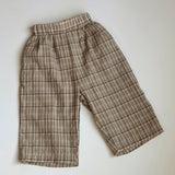 Plaid Cotton Pants- Tan