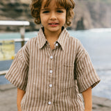Milan Button-Up- Stripe Mocha