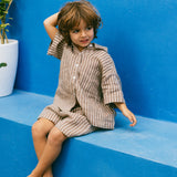 Milan Button-Up- Stripe Mocha