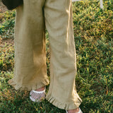 Geneva Ruffle Pants- Thyme