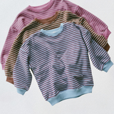 Everyday Stripe Pullover- Light Plum