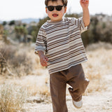 Baggy Tee- Striped- Brown