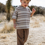 Baggy Tee- Striped- Brown