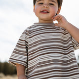 Baggy Tee- Striped- Brown