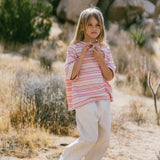 Baggy Tee- Striped- Pink